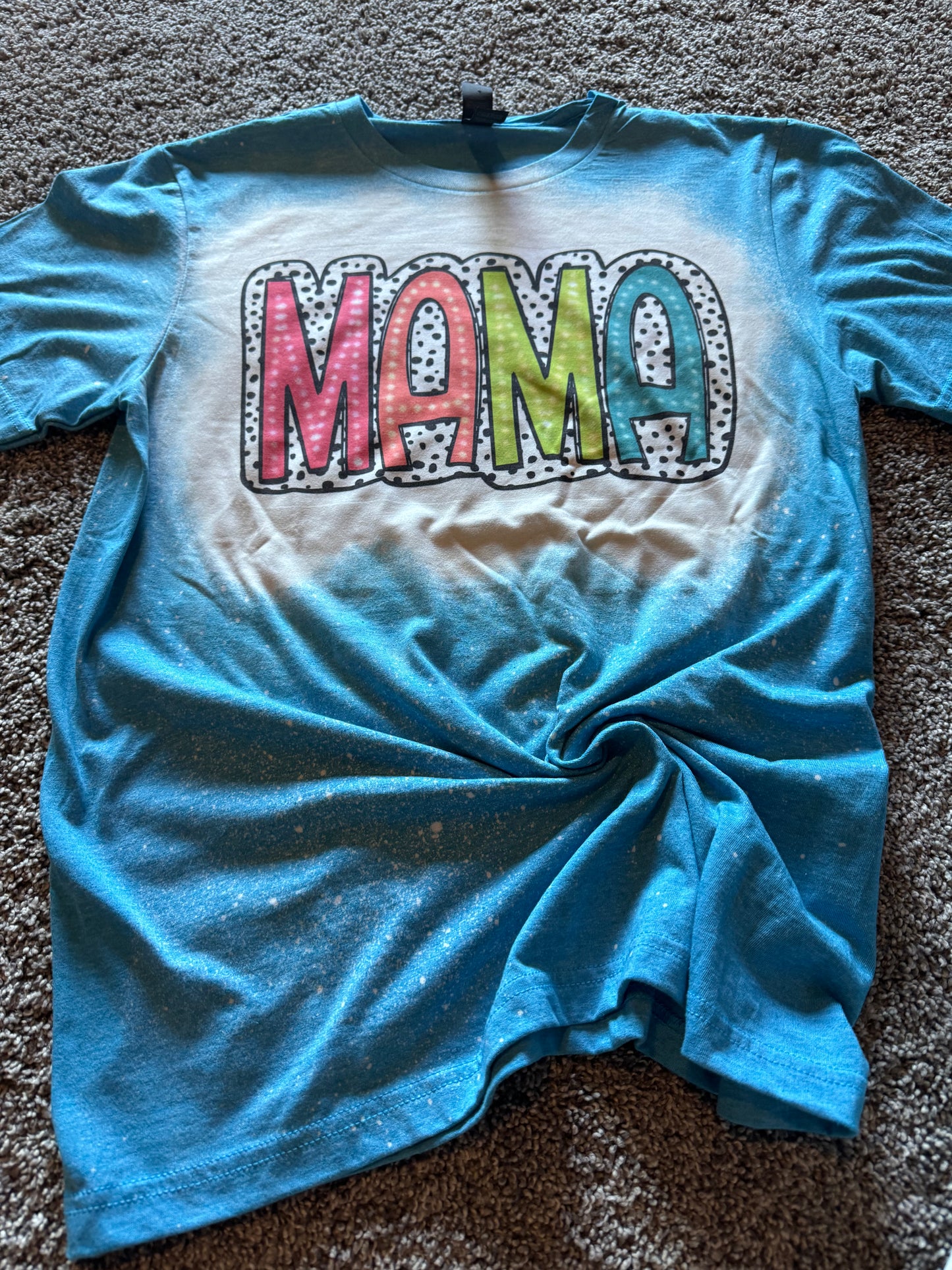 Mama Bleached Tee-Blue