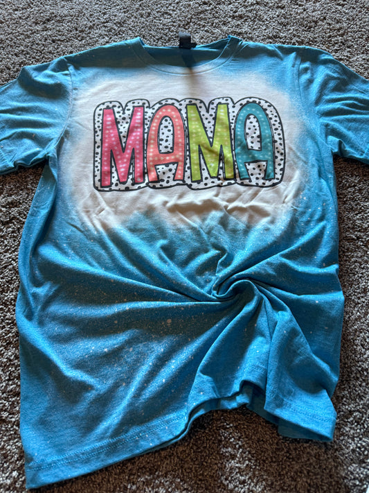 Mama Bleached Tee-Blue