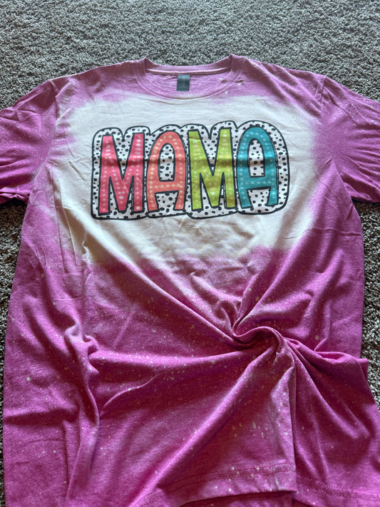 Mama Bleached Tee-Pink